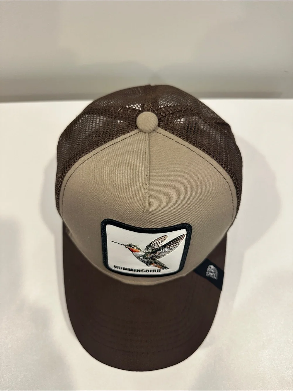 Hummingbird Patch Trucker Hat - Tan and Brown by Hummingbird